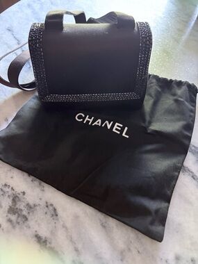 Vintage CHANEL Brown Mini Crossbody Evening  Bag with Signature Trim